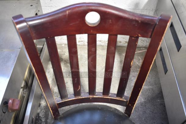 3 Wooden Dining Height Chair w/ Black Poly Seat Cushion. 3 Times Your Bid! - Image 4 of 6