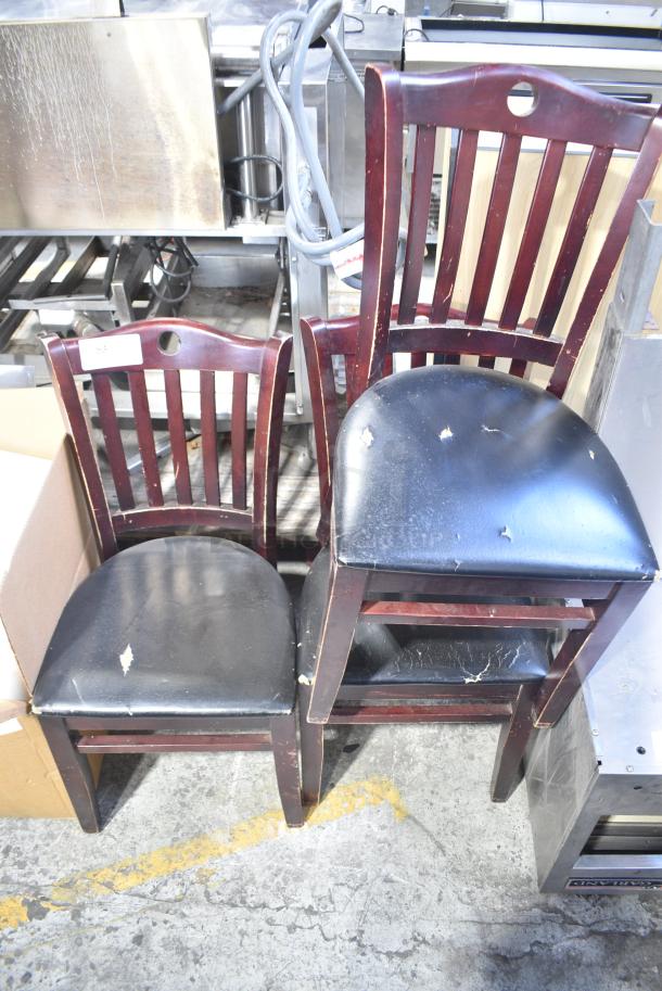 3 Wooden Dining Height Chair w/ Black Poly Seat Cushion. 3 Times Your Bid! - Image 6 of 6
