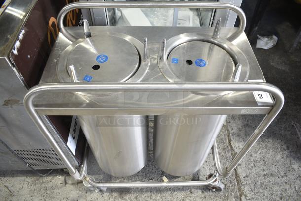 Stainless Steel 2 Well Plate Dispenser Cart on Commercial Casters. Cannot Test Due To Cut Power Cord - Image 1 of 6