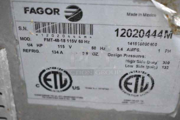 Fagor FMT-45-18 Stainless Steel Commercial Prep Table on Commercial Casters. 115 Volts, 1 Phase. Tested and Working! - Image 9 of 10