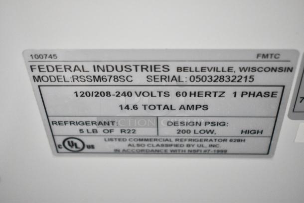 Federal RSSM678SC Metal Commercial Reach In Open Grab N Go Merchandiser on Commercial Casters. 120/208-240 Volts, 1 Phase. - Image 7 of 8