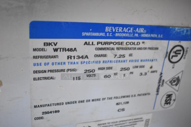 Beverage Air WTR48A Stainless Steel Commercial 2 Door Undercounter Cooler on Commercial Casters. 115 Volts, 1 Phase. Tested and Powers On But Does Not Get Cold - Image 8 of 9