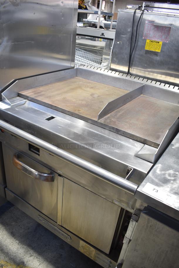 Southbend Stainless Steel Commercial Natural Gas Powered Flat Top Griddle w/ Convection Oven on Commercial Casters. - Image 2 of 8