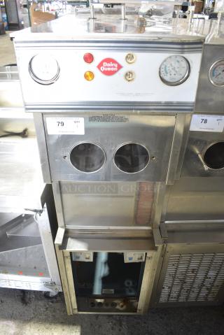 Duke 857P-332 Stainless Steel Commercial Floor Style 2 Flavor w/ Twist Soft Serve Ice Cream Machine on Commercial Casters. 208/230 Volts.