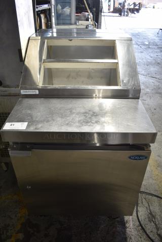Norlake ZF081SMS/0-2DQ Stainless Steel Commercial 27" Ice Cream 8 Topping Cabinet w/ Freezer Base on Commercial Casters. 115 Volts, 1 Phase. Tested and Does Not Power On