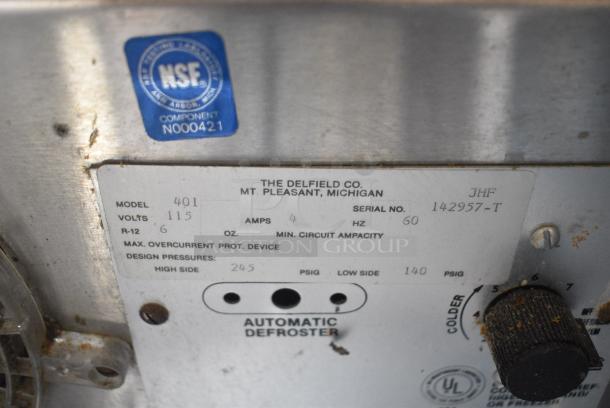 Delfield 401 Stainless Steel Commercial Prep Table. 115 Volts, 1 Phase. Tested and Powers On But Does Not Get Cold - Image 6 of 8