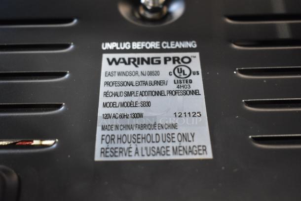 Waring SB30 Metal Countertop Electric Powered Single Burner Range. 115 Volts, 1 Phase. - Image 5 of 6