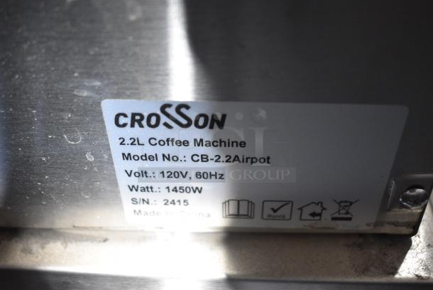 BRAND NEW SCRATCH AND DENT! 2024 Crosson CB-2.2Airpot Stainless Steel Countertop Coffee Machine w/ Air Pot. 120 Volts ,1 Phase. - Image 6 of 7