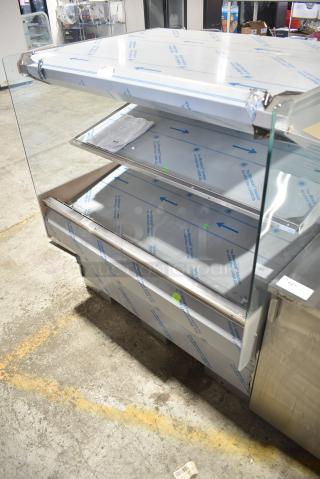 BRAND NEW SCRATCH AND DENT! 2016 BKI HSS4-2TSQ Stainless Steel Commercial Floor Style 2 Tier Warming Display Case Merchandiser. 230 Volts, 1 Phase.