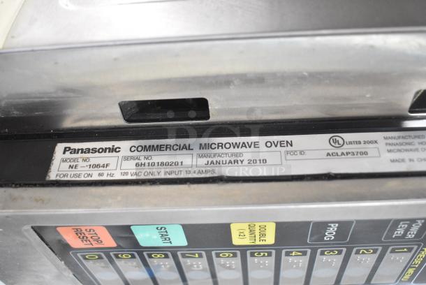 BRAND NEW SCRATCH AND DENT! Panasonic NE-1064F Stainless Steel Commercial Countertop Microwave Oven 120 Volts, 1 Phase. - Image 6 of 7