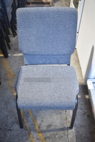 39 BRAND NEW SCRATCH AND DENT! Gray Stackable Chairs on Black Metal Frame. 39 Times Your Bid!