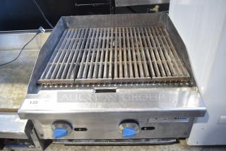Standard Range Stainless Steel Commercial Countertop Natural Gas Powered Charbroiler Grill.