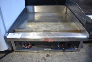 Star Max Stainless Steel Commercial Countertop Natural Gas Powered Flat Top Griddle.