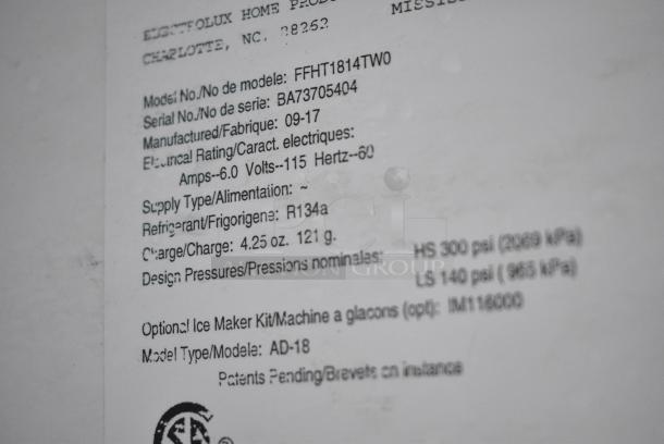 Frigidaire FFHT1814TW0 Cooler w/ Freezer. 115 Volts, 1 Phase. Tested and Working! - Image 6 of 7