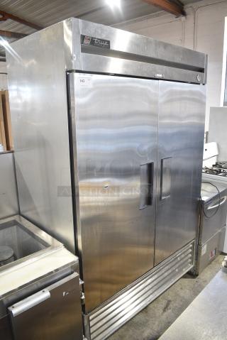 True T-49F Stainless Steel Commercial 2 Door Reach In Freezer on Commercial Casters. 115 Volts, 1 Phase. Cannot Test - Unit Trips Breaker