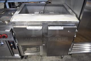Leader LM36 S/C Stainless Steel Commercial Prep Table on Commercial Casters. 115 Volts, 1 Phase. Tested and Powers On But Does Not Get Cold