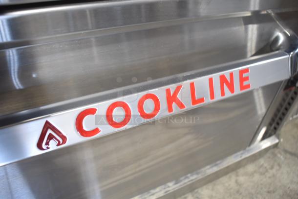 BRAND NEW SCRATCH AND DENT! 2023 Cookline ER36-240 Stainless Steel Commercial Electric Powered 6 Burner Hot Plate Range w/ Oven, Over Shelf and Backsplash. 240 Volts, 3 Phase. - Image 8 of 12