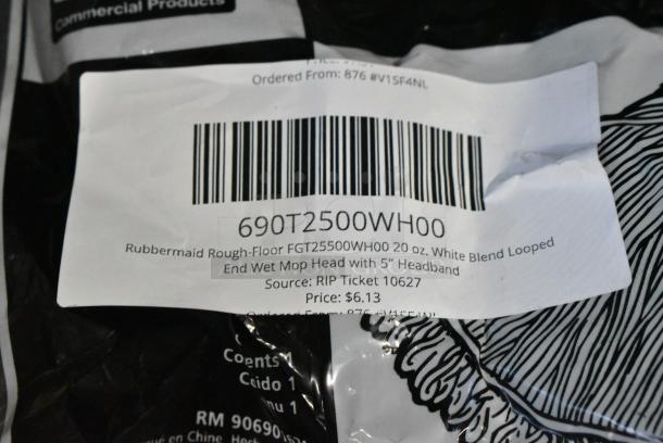 2 BRAND NEW SCRATCH AND DENT! Items; Rubbermaid Rough-Floor FGT25500WH00 20 oz. White Blend Looped End Wet Mop Head with 5" Headband 690T2500WH00 and Rubbermaid Web Foot FGT85306GR00 Green Large Microfiber Tube Wet Mop Head with 5" Headband 690FGT85306. 2 Times Your Bid! - Image 3 of 4