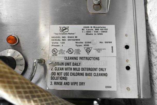 Duke E303 M Stainless Steel Commercial Electric Powered 3 Bay Steam Table. 120 Volts, 1 Phase. Cannot Test Due To Plug Style - Image 6 of 6