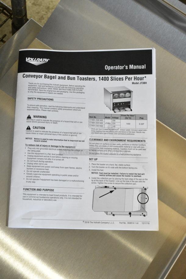 BRAND NEW SCRATCH AND DENT! Vollrath JT3BH Conveyor Toaster with 1 1/2"-3" Opening. 208 Volts, 1 Phase. - Image 3 of 13