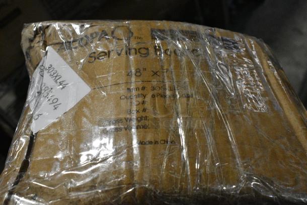 2 BRAND NEW SCRATCH AND DENT!  Boxes of 6 Acopa 303XL44 43" x 7" XL Acacia Wood Serving Board with 5" Handle. 2 Times Your Bid! - Image 4 of 4