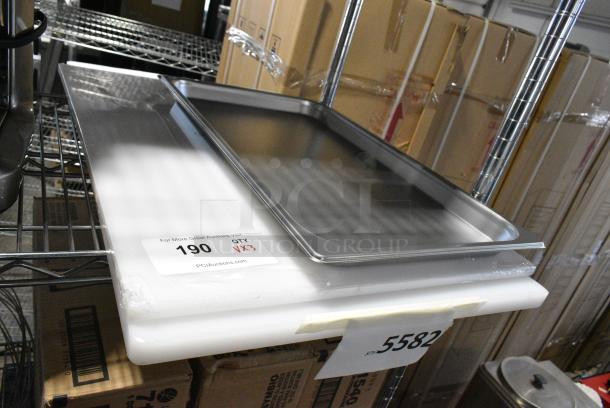 3 BRAND NEW SCRATCH AND DENT! Items Including 4070019 Choice Full Size 1 1/4" Deep Anti-Jam Stainless Steel Steam Table / Hotel Pan - 24 Gauge, 2 Cutting Boards. 3 Times Your Bid! - Image 1 of 4