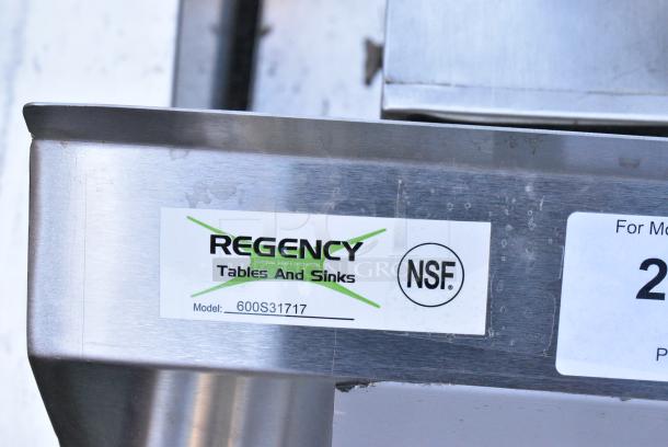BRAND NEW SCRATCH AND DENT! Regency 600S31717 60" 16 Gauge Stainless Steel Three Compartment Commercial Sink with Galvanized Steel Legs - 17" x 17" x 12" Bowls. No Legs. - Image 7 of 7