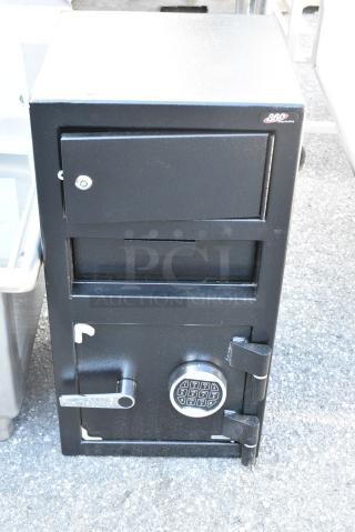 BRAND NEW SCRATCH AND DENT! 360 Office Furniture Black Metal Single Compartment Drop Safe.