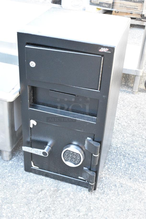 BRAND NEW SCRATCH AND DENT! 360 Office Furniture Black Metal Single Compartment Drop Safe. - Image 2 of 6