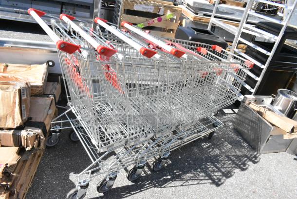 4 BRAND NEW SCRATCH AND DENT! Metal Shopping Cart on Casters. 4 Times Your Bid! - Image 1 of 4