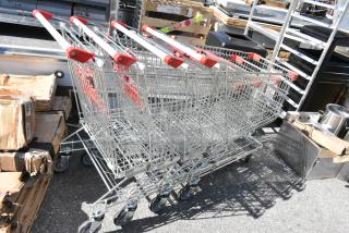 4 BRAND NEW SCRATCH AND DENT! Metal Shopping Cart on Casters. 4 Times Your Bid!