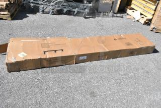 BRAND NEW SCRATCH AND DENT! Lancaster Table & Seating 164VYBENCH84 Vineyard Series 7' Barrel Brown Outdoor Folding Bench 12" x 84"