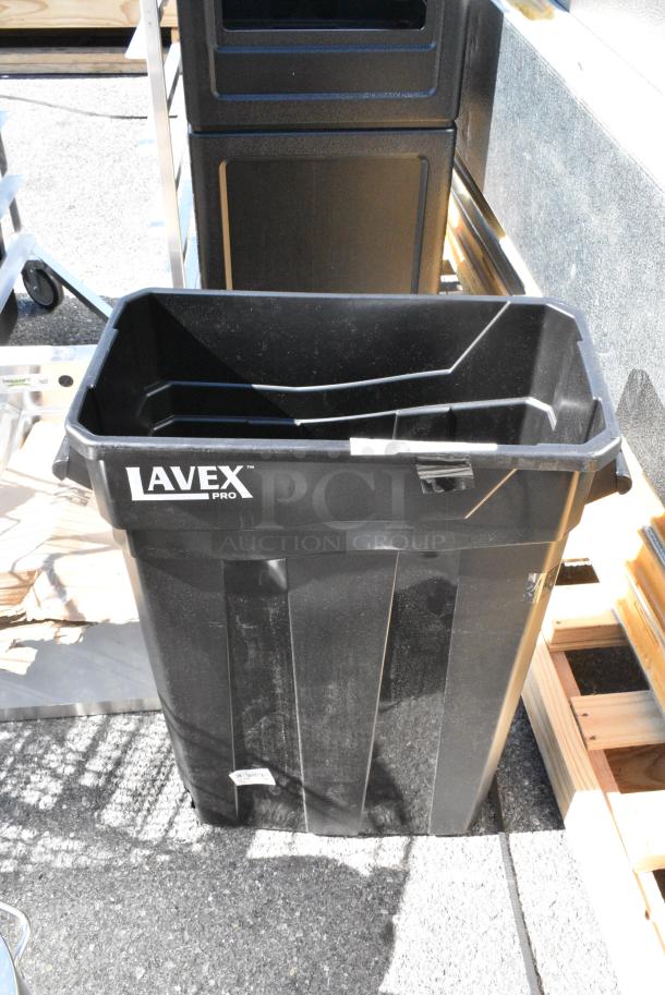BRAND NEW SCRATCH AND DENT! 475WHPRO23B Lavex Pro 23 Gallon Black Slim Rectangular Trash Can - Image 4 of 8