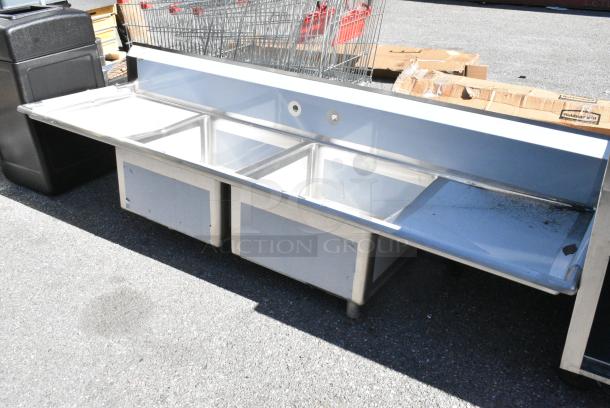 BRAND NEW SCRATCH AND DENT! Regency 600S22323224 Stainless Steel 2 Bay Sink w/ Dual Drain Boards. No Legs. - Image 2 of 7