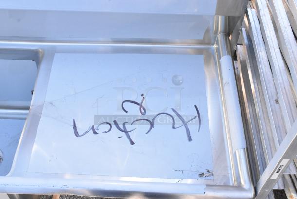 BRAND NEW SCRATCH AND DENT! Regency 600S21818224 124" 16-Gauge Stainless Steel Three Compartment Commercial Sink with 2 Drainboards - 24" x 24" x 14" Bowls. No Legs. - Image 3 of 7