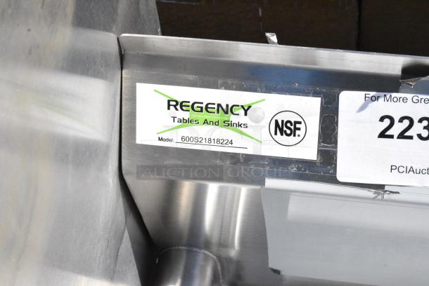 BRAND NEW SCRATCH AND DENT! Regency 600S21818224 124" 16-Gauge Stainless Steel Three Compartment Commercial Sink with 2 Drainboards - 24" x 24" x 14" Bowls. No Legs. - Image 7 of 7