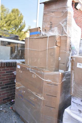 12 BRAND NEW SCRATCH AND DENT! Items Including 600WS1560 Regency 18 Gauge Stainless Steel 15" x 60" Solid Wall Shelf, 600ES3060G Regency 30" x 60" 16-Gauge Stainless Steel Equipment Stand with Galvanized Undershelf, 427SD3636WA Lancaster Table & Seating Excalibur 36" x 36" Square Table Top with Textured Walnut Finish, 600TSS3636D Table, 600WS1884HD Regency 16 Gauge Stainless Steel 18" x 84" Heavy Duty Wall Shelf, 600FT1224SS Regency 12" x 24" 14-Gauge Stainless Steel Floor Trough with Grate. 12 Times Your Bid!