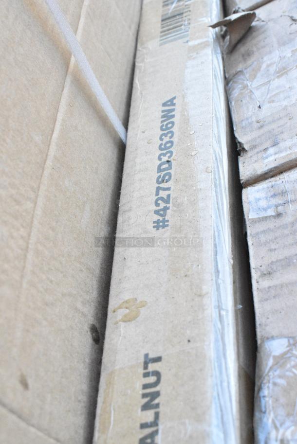 12 BRAND NEW SCRATCH AND DENT! Items Including 600WS1560 Regency 18 Gauge Stainless Steel 15" x 60" Solid Wall Shelf, 600ES3060G Regency 30" x 60" 16-Gauge Stainless Steel Equipment Stand with Galvanized Undershelf, 427SD3636WA Lancaster Table & Seating Excalibur 36" x 36" Square Table Top with Textured Walnut Finish, 600TSS3636D Table, 600WS1884HD Regency 16 Gauge Stainless Steel 18" x 84" Heavy Duty Wall Shelf, 600FT1224SS Regency 12" x 24" 14-Gauge Stainless Steel Floor Trough with Grate. 12 Times Your Bid! - Image 7 of 11
