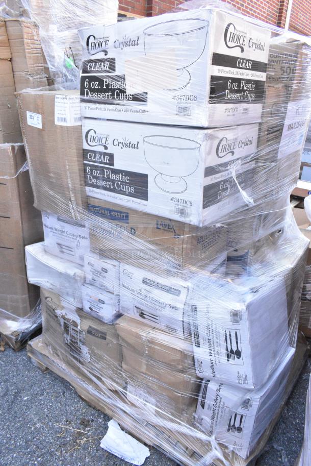 30 BRAND NEW SCRATCH AND DENT! Items Including 2 347DC6 Visions 6 oz. Clear Plastic 1-Piece Dessert Cup - 240/Case, 346BKFSM Choice Medium Weight Black Wrapped Polypropylene Plastic Cutlery Set with Knife, Fork, and Spoon - 500/Case, 500TW9 Choice 9 oz. Translucent Thin Wall Plastic Cold Cup - 2500/Case. 30 Times Your Bid! - Image 2 of 10