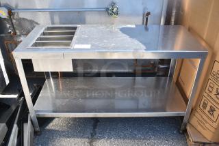 Stainless Steel Table w/ Drop in and  Under Shelf.