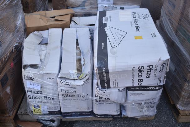 7 BRAND NEW SCRATCH AND DENT! Items Including 5 245WEDGEWHWD  Choice White Plain Clay-Coated Clamshell Pizza Slice Box with Window - 400/Case. 7 Times Your Bid! - Image 1 of 5