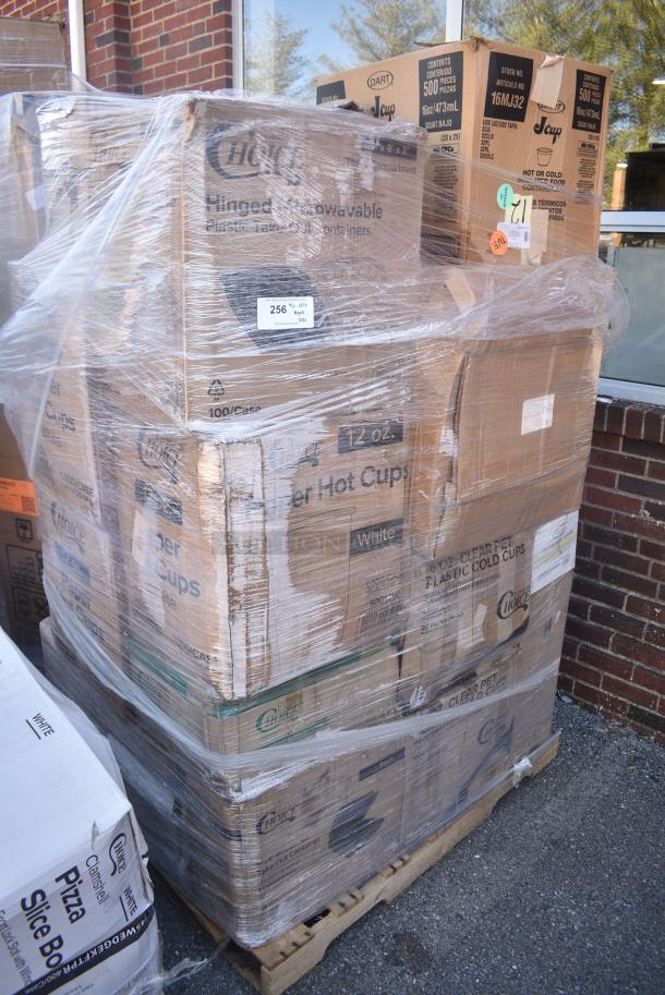 20 BRAND NEW SCRATCH AND DENT! Items Including 50012W Choice 12 oz. White Poly Paper Hot Cup - 1000/Case, 500MF883B3C Choice 8" x 8" 3-Compartment Microwaveable Black Mineral-Filled Plastic Hinged Take-Out Container - 150/Case, 130GDSPN400H Visions 6 3/4" Hammersmith Heavy Weight Gold Plastic Spoon - 400/Case, 500CC16 Choice Clear PET Customizable Plastic Cold Cup - 16 oz. - 1,000/Case, Dart 16MJ32 16 oz. Squat White Customizable Foam Food Container - 500/Case 30116MJ32, 500TO993C3 Choice 9" x 9" x 3" Microwaveable 3-Compartment Black / Clear Plastic Hinged Container - 100/Case. 20 Times Your Bid! - Image 2 of 12