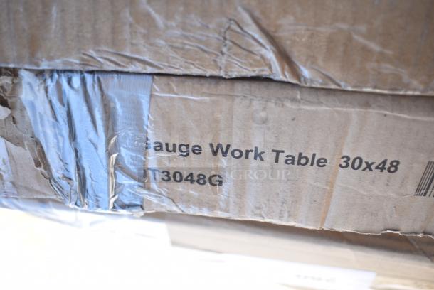 BRAND NEW SCRATCH AND DENT! Regency 600T3048G 30" x 48" 18-Gauge 304 Stainless Steel Commercial Work Table with Galvanized Legs and Undershelf - Image 3 of 4