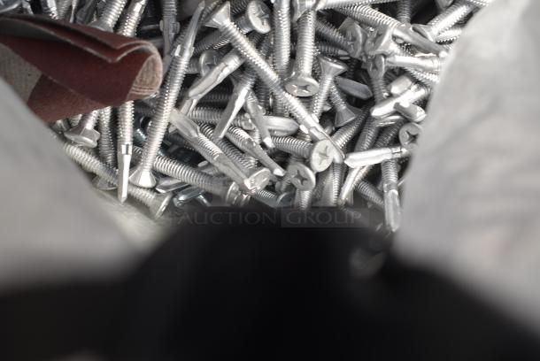 PALLET LOT of Various Items Including Metal Panels, Screws and White Poly Buckets! - Image 4 of 5