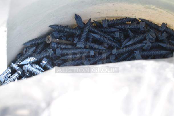 PALLET LOT of Various Items Including Metal Panels, Screws and White Poly Buckets! - Image 5 of 5