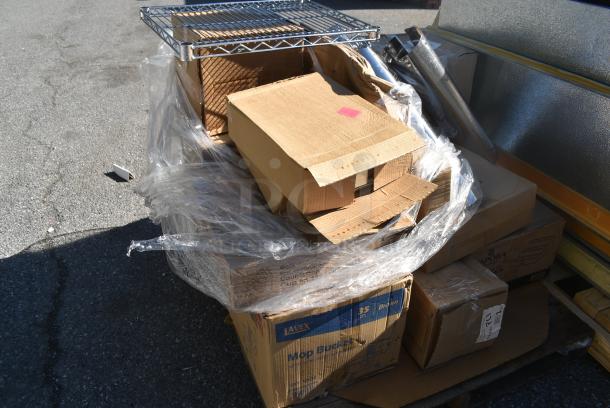 17 BRAND NEW SCRATCH AND DENT! Items Including 274MOPBCKTBR Lavex 35 Qt. Brown Mop Bucket & Side Press Wringer Combo, 513ABO3X3 Capora 3 Tier Syrup Bottle Organizer, Avantco 17818241 39 3/8" 6 Watt LED Inside Light Bulb, 600HS172H SINK HAND 10X14X5 NO FAUC 4"C SPLASH HOLES,W/STRAIN, 470M35147 Mercer Culinary M35147 Small and Larger Stainless Steel Precision Spoon Set, 34930RT Lancaster Table & Seating 30" Laminated Round Table Top Reversible Walnut / Oak, 179B262 Bobrick B-262 ClassicSeries C Fold or Multifold Surface-Mounted Paper Towel Dispenser, 17 Times Your Bid! - Image 3 of 12