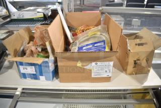 ALL ONE MONEY! Lot of Various Items Including Thermal Receipt Paper Rolls, Toilet Tank Repair Valve, Hoses