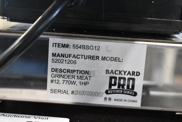 BRAND NEW SCRATCH AND DENT! 2024 Backyard Pro 554BSG12 Butcher Series #12 Electric Meat Grinder. 120 Volts, 1 Phase. Tested and Working! - Image 9 of 9