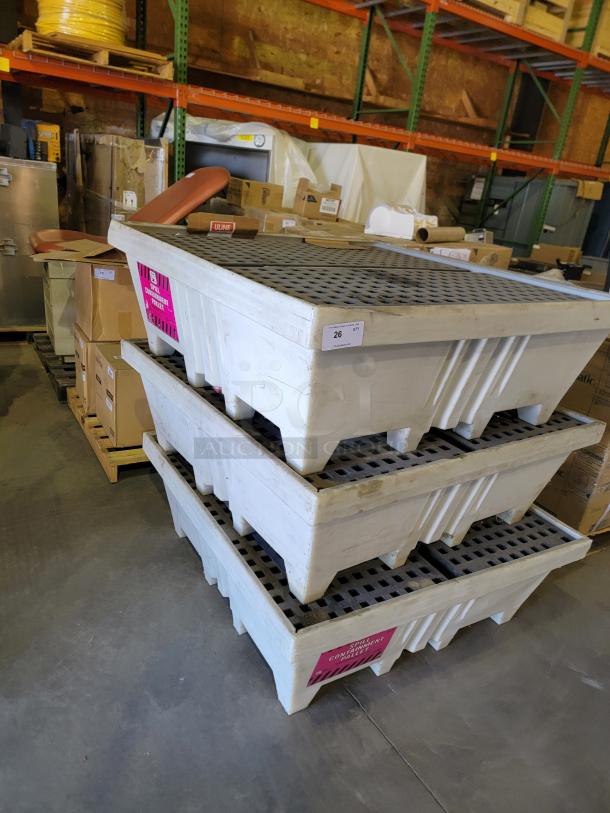 (3) ULINE FOUR DRUM 85 GALLON SPILL CONTAINMENT PALLETS - Image 1 of 4