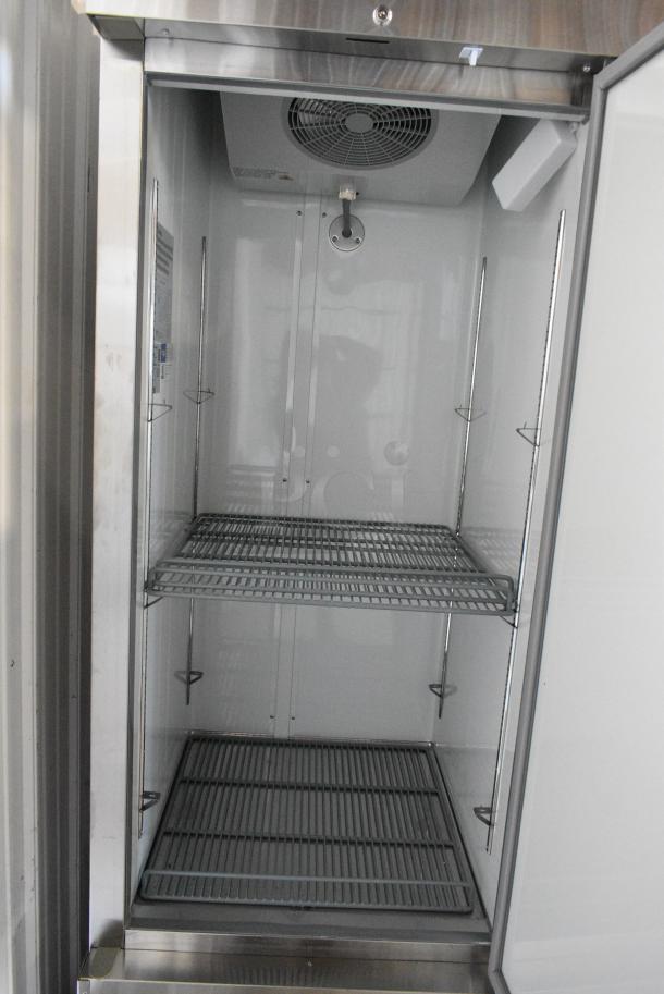 BRAND NEW SCRATCH AND DENT! 2023 Mainstreet 829BMR23F Stainless Steel Commercial Single Door Reach In Freezer w/ Poly Coated Racks. 115 Volts, 1 Phase. Tested and Powers On But Does Not Get Cold - Image 4 of 6
